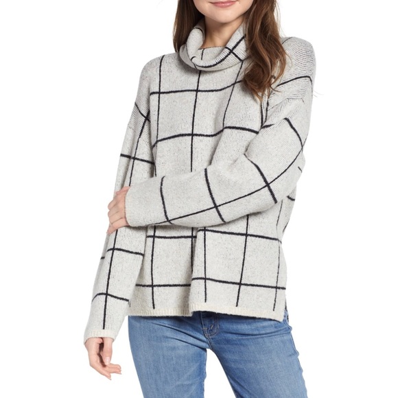 Madewell Sweaters - Madewell Windowpane Turtleneck Sweater Small